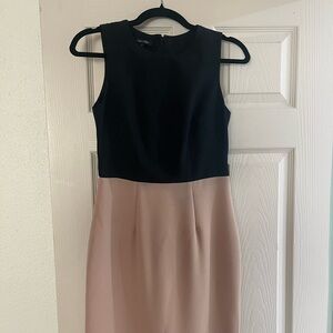 Elegant Black and Tan Midi Dress